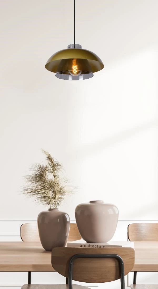 Lucide AVONMORE - Hanglamp - Ø 40 cm - 1xE27 - Mat Goud / Messing - sfeer 2